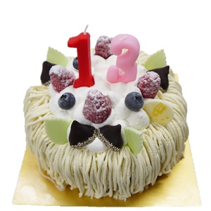 モンブランバースデーケーキ４号サイズ お誕生日プレゼント ４名様用ケーキ 洋菓子工房 浅草あろーむ